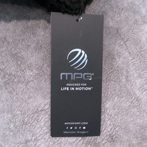 MPG Sherpa Teddy Fleece Full Zip Crop Hoodie Jacket BLACK Large NWT - Picture 10 of 13